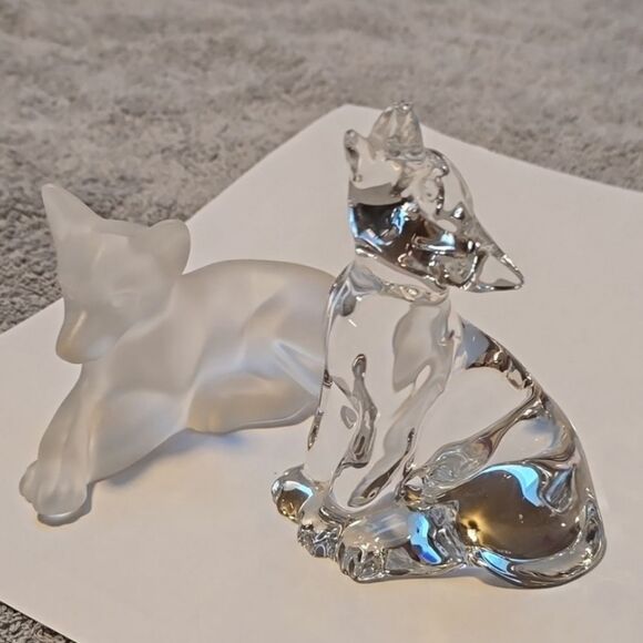 VTG Lenox 1994 Frosted & Clear Crystal Wolves Figurine Set – Howling & Resting - Picture 1 of 11